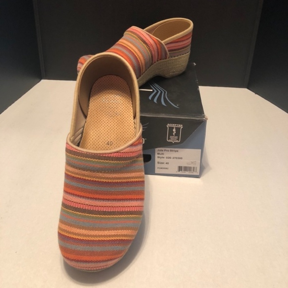 Rainbow striped rainbow clogs size 10 US